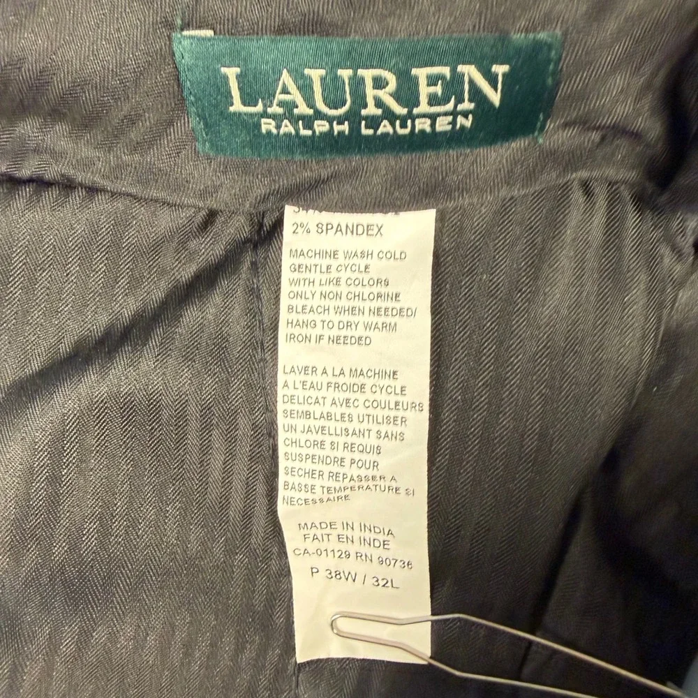 Lauren Ralph Lauren Dress Pants Mens 38x32 Black Micro Grid Stretch Trousers